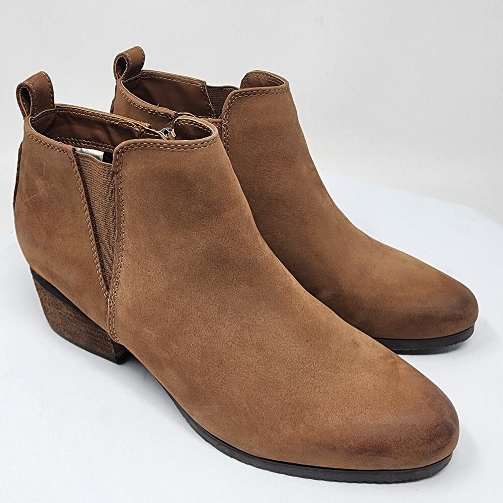 Blondo Victory Bootie Women 7.5M Brown Nubuck Leather Ankle Side Zip Waterproof